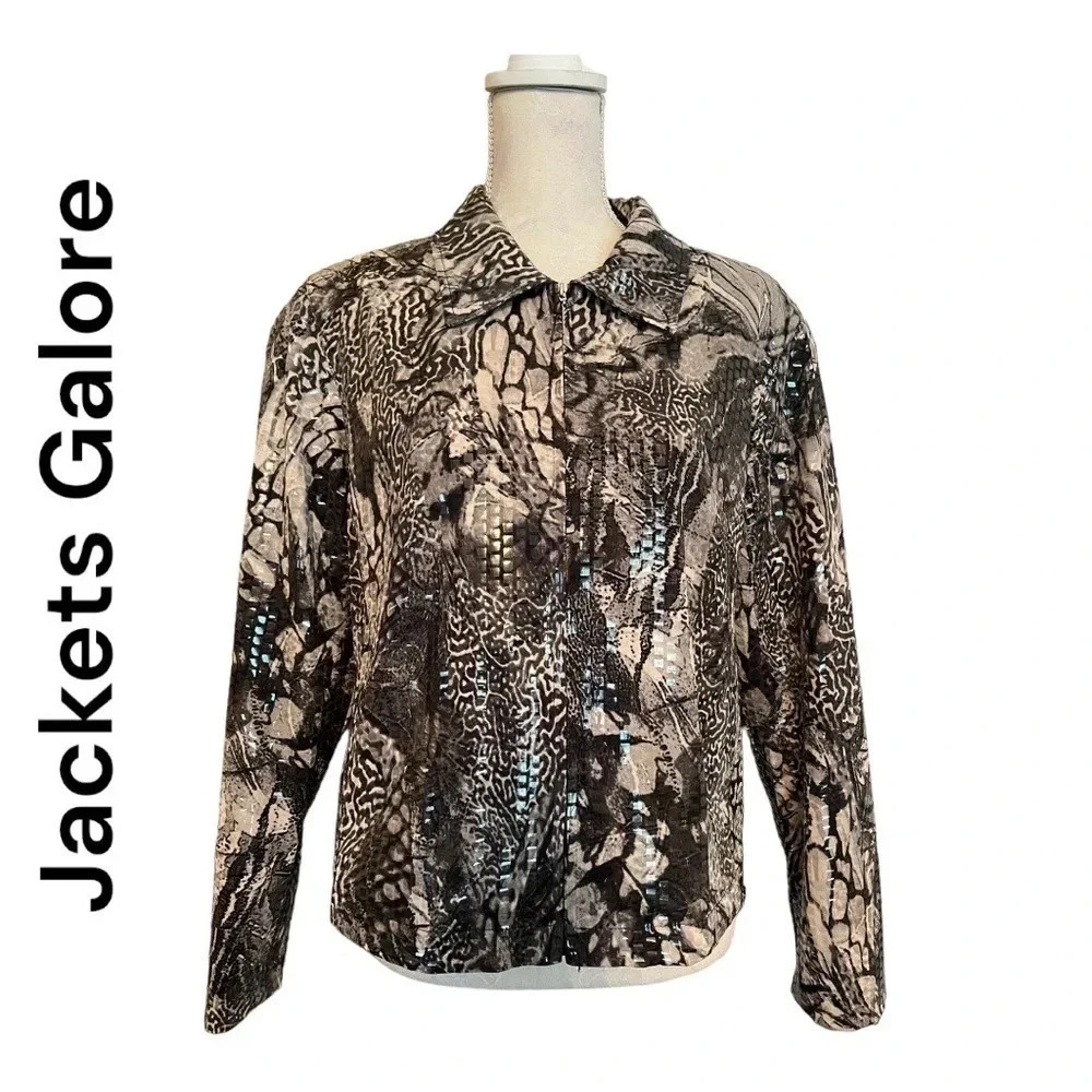 Jackets Galore‎ By John Farah Snake Print Zip Jacket Size Small Women EUC